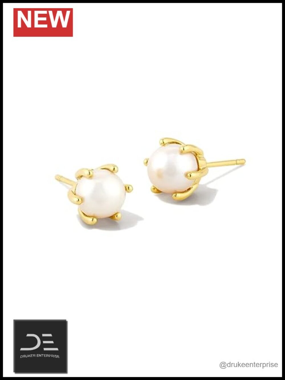 Kendra Scott Ashton Pearl Stud Earrings Gold Plated